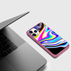 Чехол iPhone 11 Pro матовый Неоновые размытые краски, цвет: 3D-малиновый — фото 2