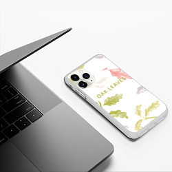 Чехол iPhone 11 Pro матовый Oak leaves, цвет: 3D-белый — фото 2