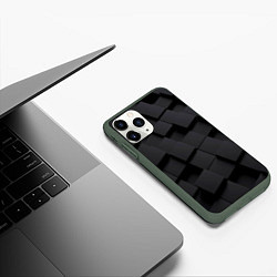 Чехол iPhone 11 Pro матовый Металлические плитки хром, цвет: 3D-темно-зеленый — фото 2