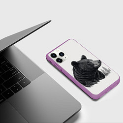 Чехол iPhone 11 Pro матовый Нарисованный медведь, цвет: 3D-фиолетовый — фото 2