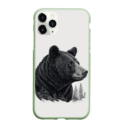 Чехол iPhone 11 Pro матовый Нарисованный медведь