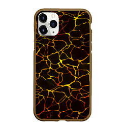 Чехол iPhone 11 Pro матовый Растресканная поверхность магмы, цвет: 3D-коричневый