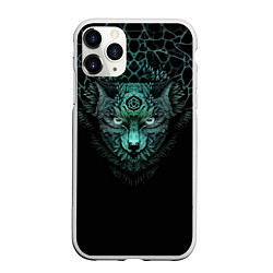 Чехол iPhone 11 Pro матовый Скандинавский тотемный волк, цвет: 3D-белый