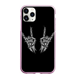Чехол iPhone 11 Pro матовый Скелет кости руки skeleton, цвет: 3D-розовый
