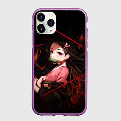Чехол iPhone 11 Pro матовый Nezuko Demon Slayer art, цвет: 3D-фиолетовый