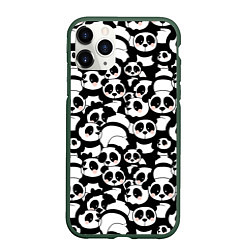 Чехол iPhone 11 Pro матовый Чёрно-белые панды, цвет: 3D-темно-зеленый
