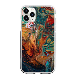 Чехол iPhone 11 Pro матовый Разводы краски: арт нейросети, цвет: 3D-белый