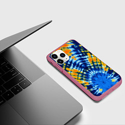 Чехол iPhone 11 Pro матовый Tie dye стиль хиппи, цвет: 3D-малиновый — фото 2