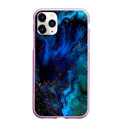 Чехол iPhone 11 Pro матовый Жидкие холодные краски, цвет: 3D-розовый