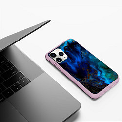 Чехол iPhone 11 Pro матовый Жидкие холодные краски, цвет: 3D-розовый — фото 2