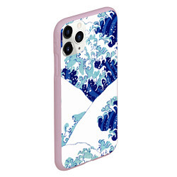 Чехол iPhone 11 Pro матовый Японская графика - волна - паттерн, цвет: 3D-розовый — фото 2