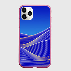 Чехол iPhone 11 Pro матовый Волновая растровая композиция, цвет: 3D-малиновый