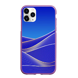 Чехол iPhone 11 Pro матовый Волновая растровая композиция, цвет: 3D-фиолетовый