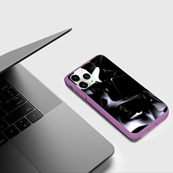 Чехол iPhone 11 Pro матовый Хромированные кубы, цвет: 3D-фиолетовый — фото 2