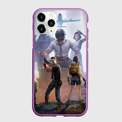 Чехол iPhone 11 Pro матовый PUBG банда, цвет: 3D-фиолетовый