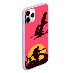 Чехол iPhone 11 Pro матовый Лебеди на закате, цвет: 3D-светло-сиреневый — фото 2
