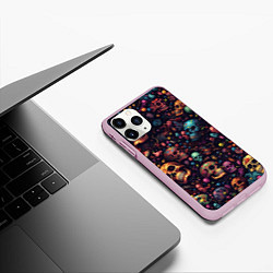 Чехол iPhone 11 Pro матовый Россыпь разноцветных черепков, цвет: 3D-розовый — фото 2