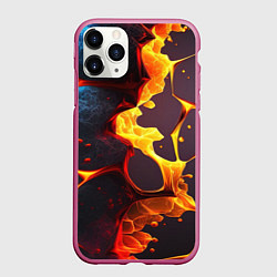 Чехол iPhone 11 Pro матовый ВЫтекающая лава из плит, цвет: 3D-малиновый