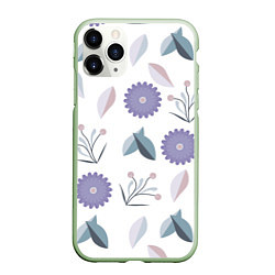 Чехол iPhone 11 Pro матовый Листья и цветок, цвет: 3D-салатовый