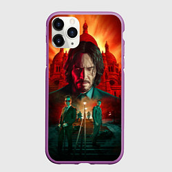 Чехол iPhone 11 Pro матовый John Wick catholic church Paris, цвет: 3D-фиолетовый