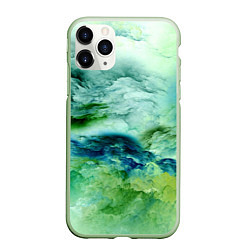 Чехол iPhone 11 Pro матовый Зеленые туманы, цвет: 3D-салатовый