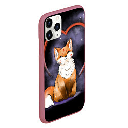 Чехол iPhone 11 Pro матовый Милая лисица кицунэ, цвет: 3D-малиновый — фото 2