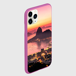 Чехол iPhone 11 Pro матовый Розовый город между скал, цвет: 3D-фиолетовый — фото 2