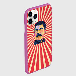 Чехол iPhone 11 Pro матовый Сталин полигональный, цвет: 3D-фиолетовый — фото 2