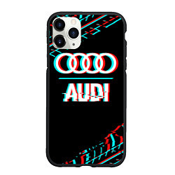 Чехол iPhone 11 Pro матовый Значок Audi в стиле glitch на темном фоне, цвет: 3D-черный