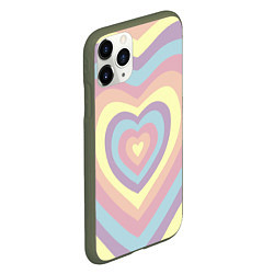 Чехол iPhone 11 Pro матовый Сердца пастельные оттенки, цвет: 3D-темно-зеленый — фото 2