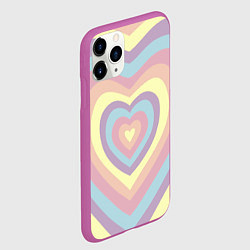 Чехол iPhone 11 Pro матовый Сердца пастельные оттенки, цвет: 3D-фиолетовый — фото 2
