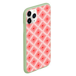Чехол iPhone 11 Pro матовый Красный ромбический паттерн, цвет: 3D-салатовый — фото 2