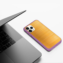 Чехол iPhone 11 Pro матовый Золотистый текстурный паттерн, цвет: 3D-фиолетовый — фото 2