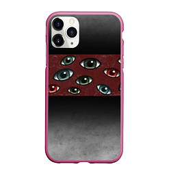 Чехол iPhone 11 Pro матовый Всевидящие глаза, цвет: 3D-малиновый