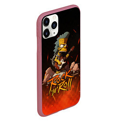 Чехол iPhone 11 Pro матовый Rock n roll fire Simpsons, цвет: 3D-малиновый — фото 2