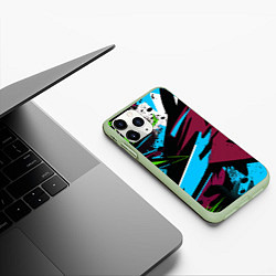 Чехол iPhone 11 Pro матовый Граффити текстура, цвет: 3D-салатовый — фото 2