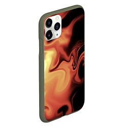 Чехол iPhone 11 Pro матовый Пламя с боку, цвет: 3D-темно-зеленый — фото 2