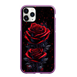 Чехол iPhone 11 Pro матовый Готические розы в космосе, цвет: 3D-фиолетовый