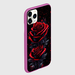 Чехол iPhone 11 Pro матовый Готические розы в космосе, цвет: 3D-фиолетовый — фото 2