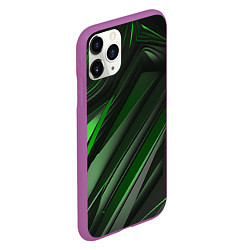 Чехол iPhone 11 Pro матовый Green black abstract, цвет: 3D-фиолетовый — фото 2