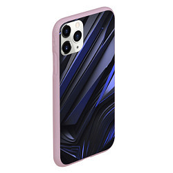 Чехол iPhone 11 Pro матовый Объемные черные и синие плиты, цвет: 3D-розовый — фото 2