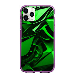 Чехол iPhone 11 Pro матовый Зеленые объемные объекты, цвет: 3D-фиолетовый