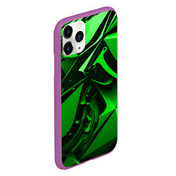 Чехол iPhone 11 Pro матовый Зеленые объемные объекты, цвет: 3D-фиолетовый — фото 2