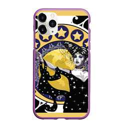 Чехол iPhone 11 Pro матовый Древняя богиня Никс и рамка в стиле модерн с луной, цвет: 3D-фиолетовый
