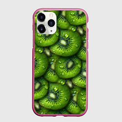 Чехол iPhone 11 Pro матовый Сочная текстура из киви, цвет: 3D-малиновый