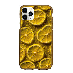 Чехол iPhone 11 Pro матовый Сочный паттерн из долек лимона, цвет: 3D-коричневый