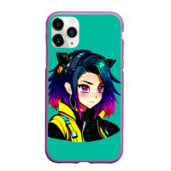 Чехол iPhone 11 Pro матовый Anime Cyberpunk Girl, цвет: 3D-фиолетовый