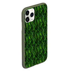 Чехол iPhone 11 Pro матовый Сочный узор из зеленой травки, цвет: 3D-темно-зеленый — фото 2