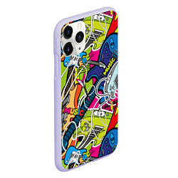 Чехол iPhone 11 Pro матовый Guitars - pop art pattern, цвет: 3D-светло-сиреневый — фото 2