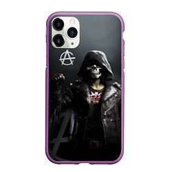 Чехол iPhone 11 Pro матовый Зомби анархист, цвет: 3D-фиолетовый